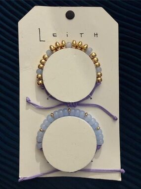 Leith Kids Lavender and Gold Adjustable Beaded Bracelets